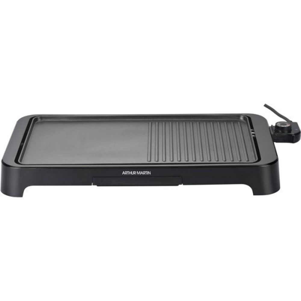Plancha electrique - planche grill - - ampl204 - 2000 w - double zone - anti-adhésive - thermostat réglable - noi
