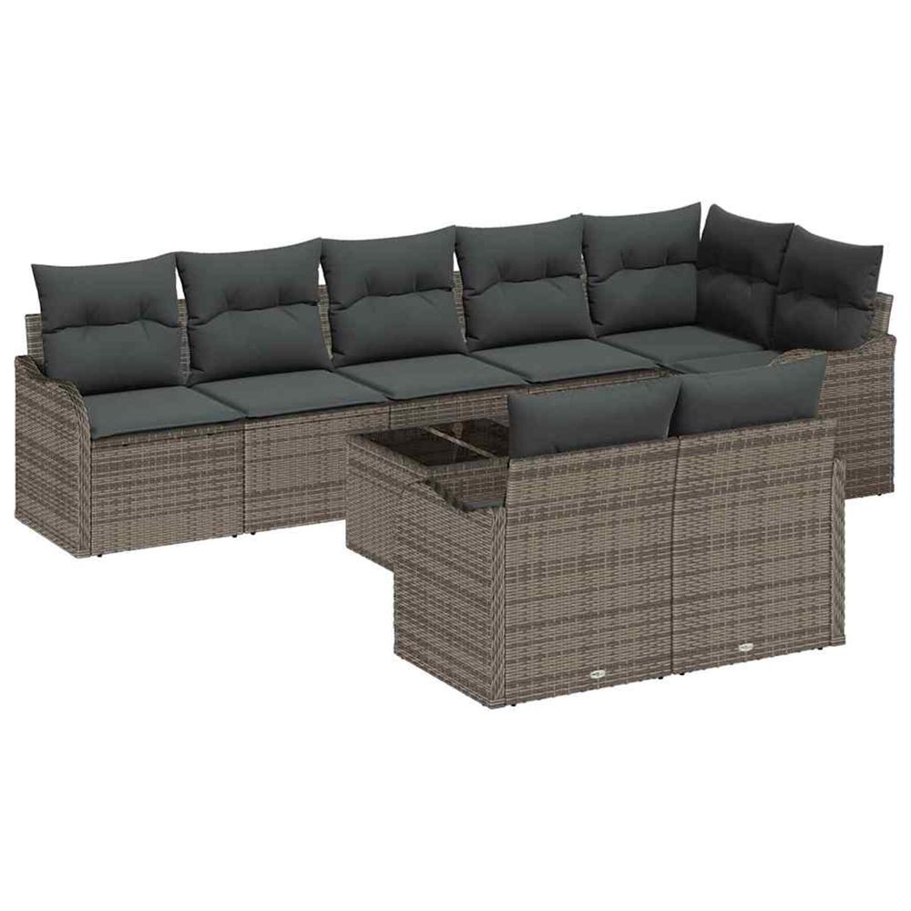 Ensemble de canapé de jardin 9 pc gris polyrotin