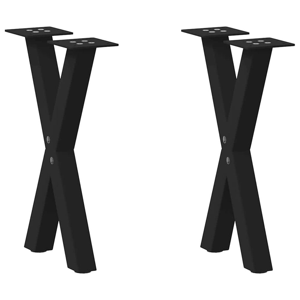 Pieds de table basse en forme de x, 2 pièces, noir, 38 x (42-43) cm, acier