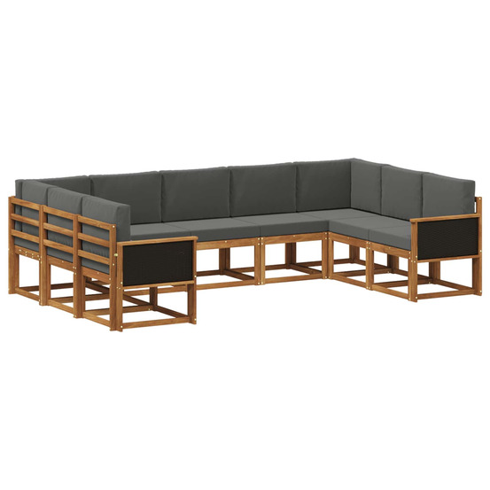 Ensemble de canapés d'extérieur 9 pcs naturel et anthracite