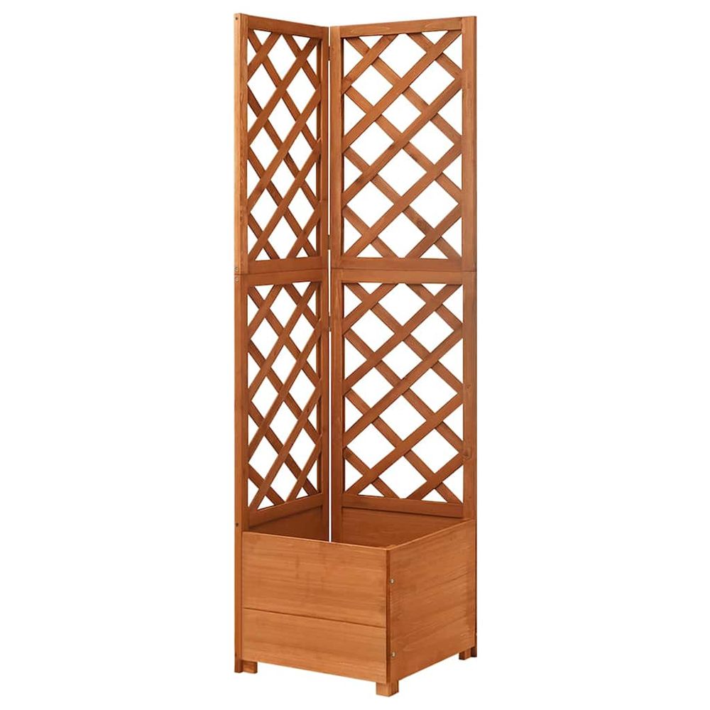 Jardinière d'angle avec treillis en bois de sapin pour balcon terrasse gain de place