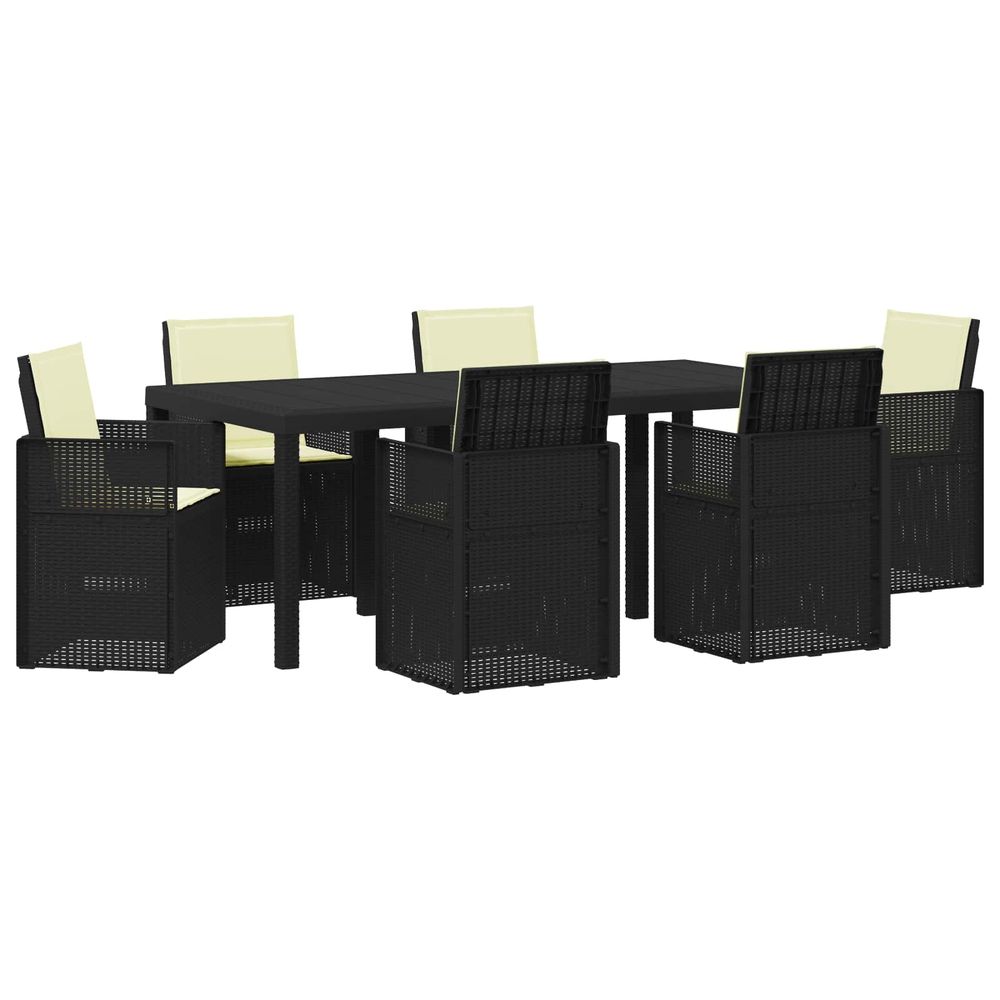 Ensemble de salle à manger pour jardin 7 pc anthracite et crème