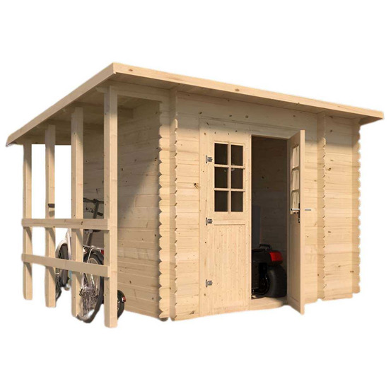 Abri de jardin en épicéa mono pente 4.90 m2 avec appentis vilano