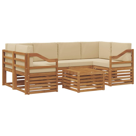 Ensemble de canapés d'extérieur 7 pcs naturel et beige