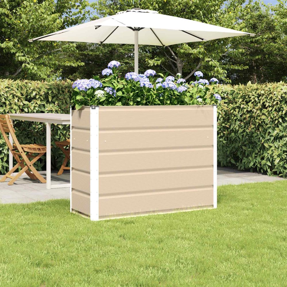 Bac à fleurs surélevé acier rectangulaire pour jardin déco moderne 100x40x75 cm ivoire