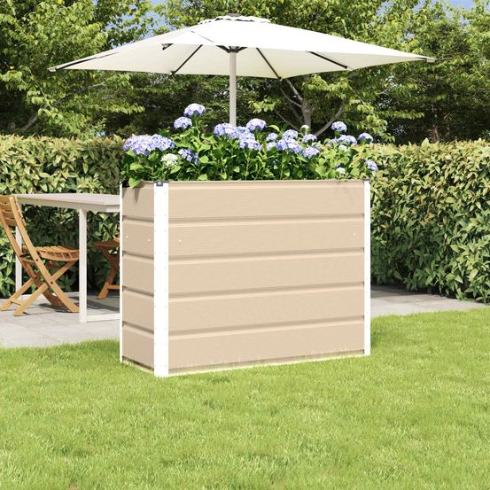 Bac à fleurs surélevé acier rectangulaire pour jardin déco moderne 100x40x75 cm ivoire