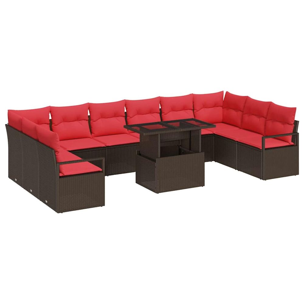 Ensemble de canapé de jardin 11 pc marron polyrotin