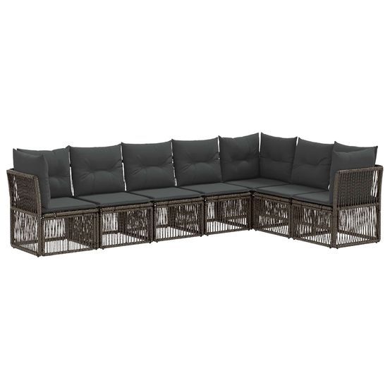 Ensemble de canapé de jardin 7 pc gris polyrotin