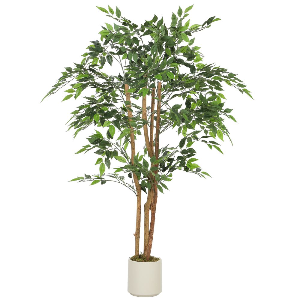 Ficus artificiel tronc bois intérieur décoration sans entretien 150cm vert