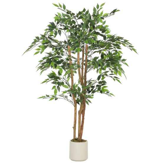 Ficus artificiel tronc bois intérieur décoration sans entretien 150cm vert