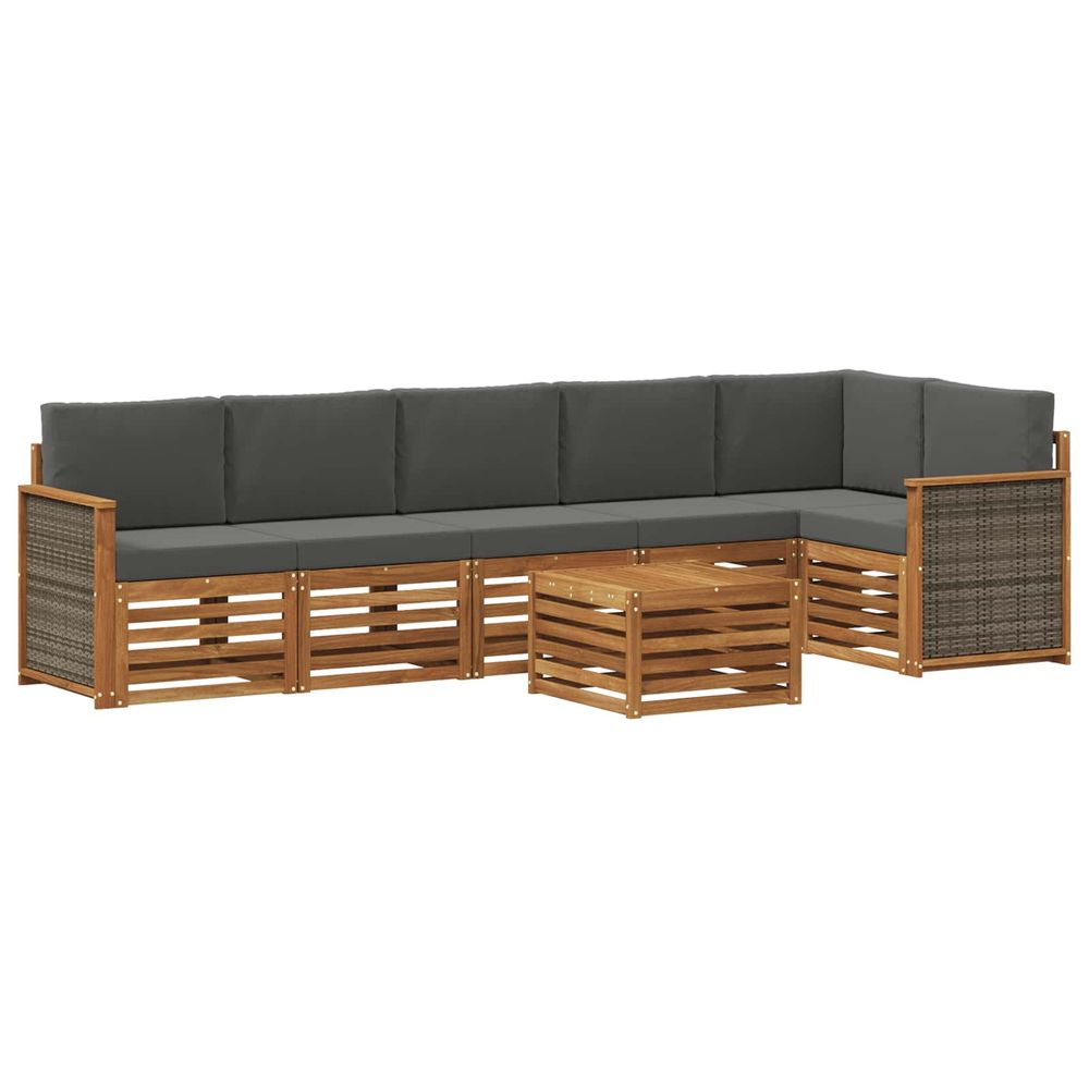 Ensemble de canapés d'extérieur 6 pc naturel et anthracite