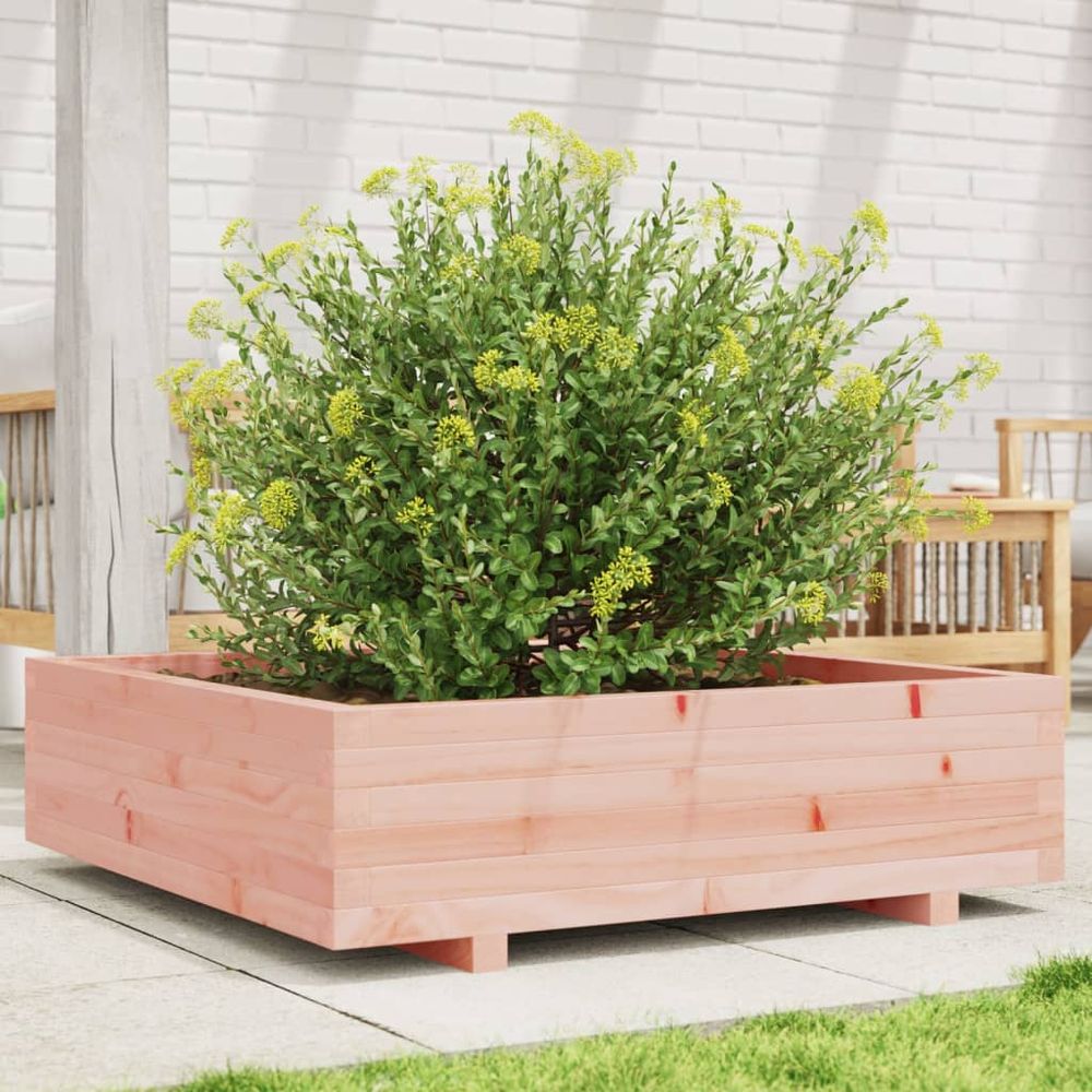 Jardinière potager carrée 90cm en bois de douglas massif brut pour jardin
