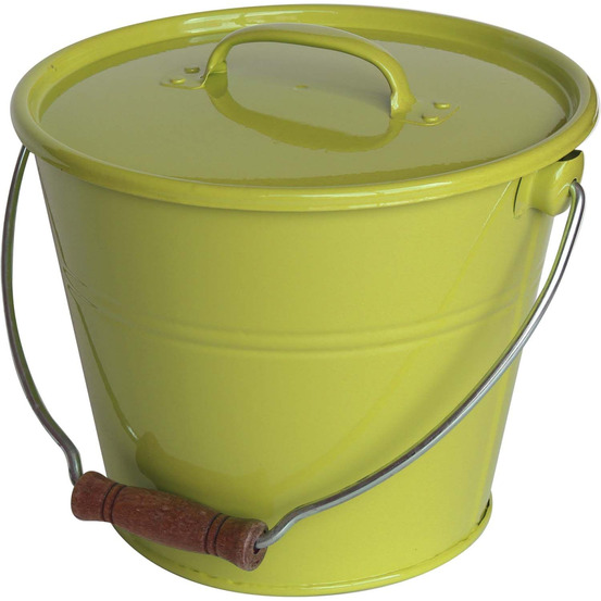 Seau 5l avec couvercle en acier galvanisé vert olive