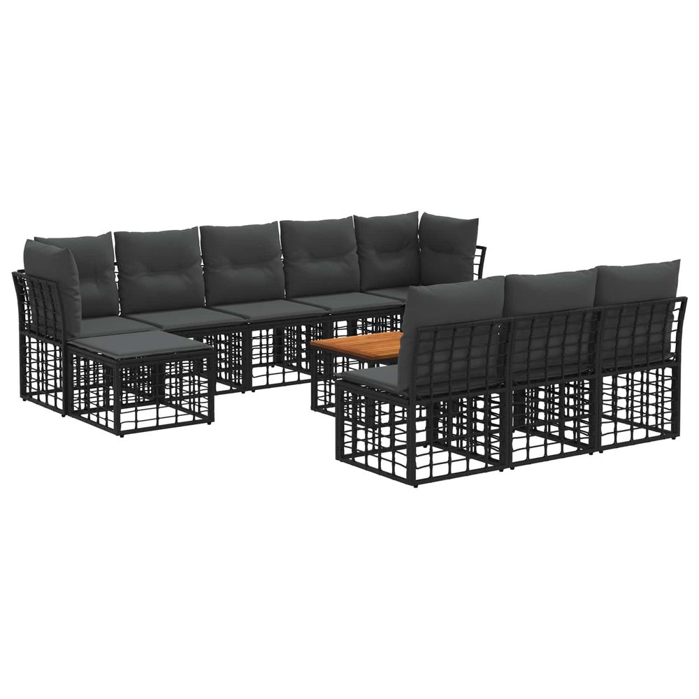 Ensemble de canapés d'extérieur 11 pc noir et gris foncé