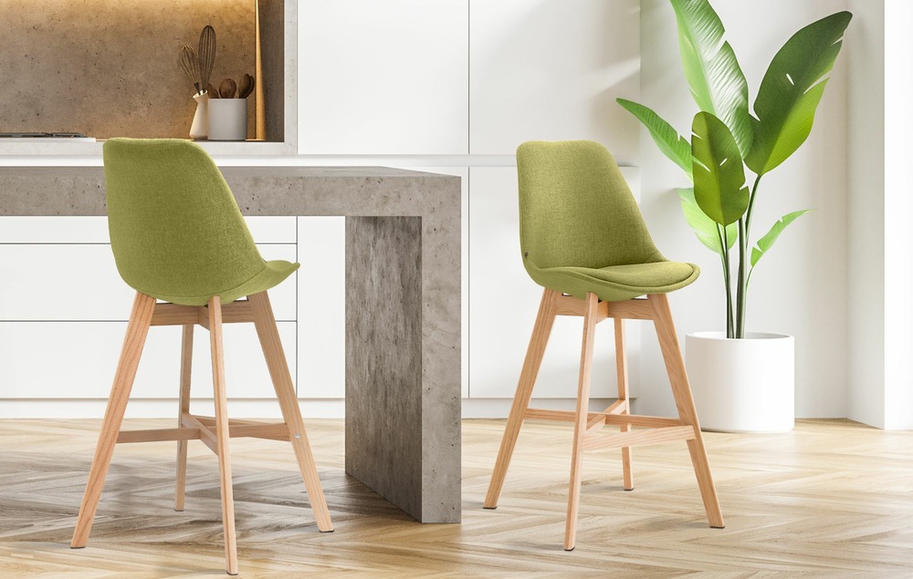 Lot de 2 tabourets de bar cannes tissu naturel