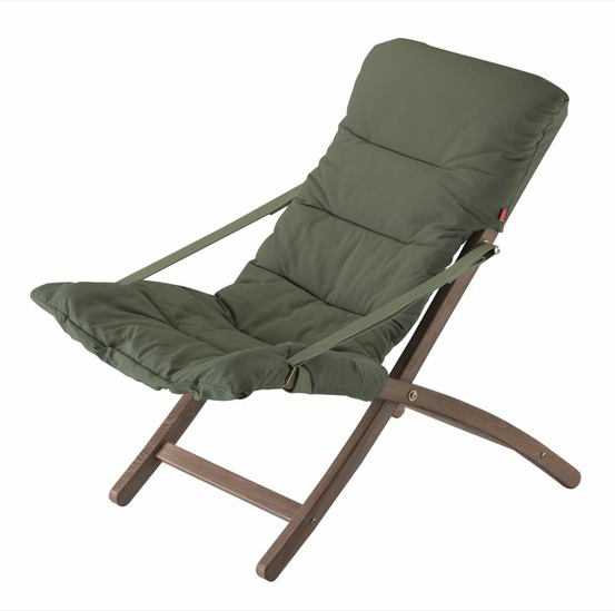 Fauteuil relax pliant - Linda soft - en hêtre et oléfine Vert sauge - L.89/96xl.61xH.92/102cm