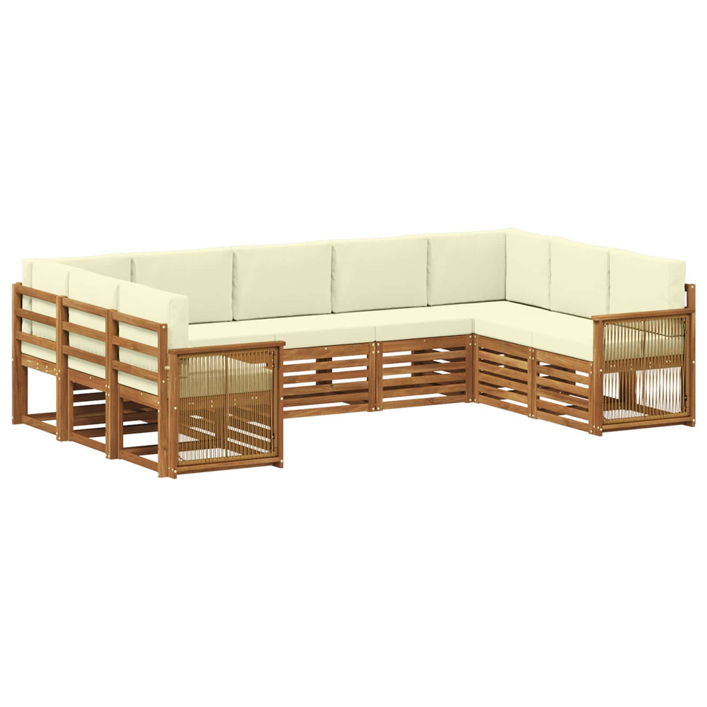 Ensemble de canapé d'angle avec coussin 7 pcs naturel et crème