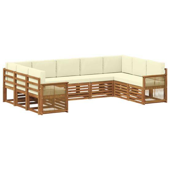 Ensemble de canapé d'angle avec coussin 7 pcs naturel et crème