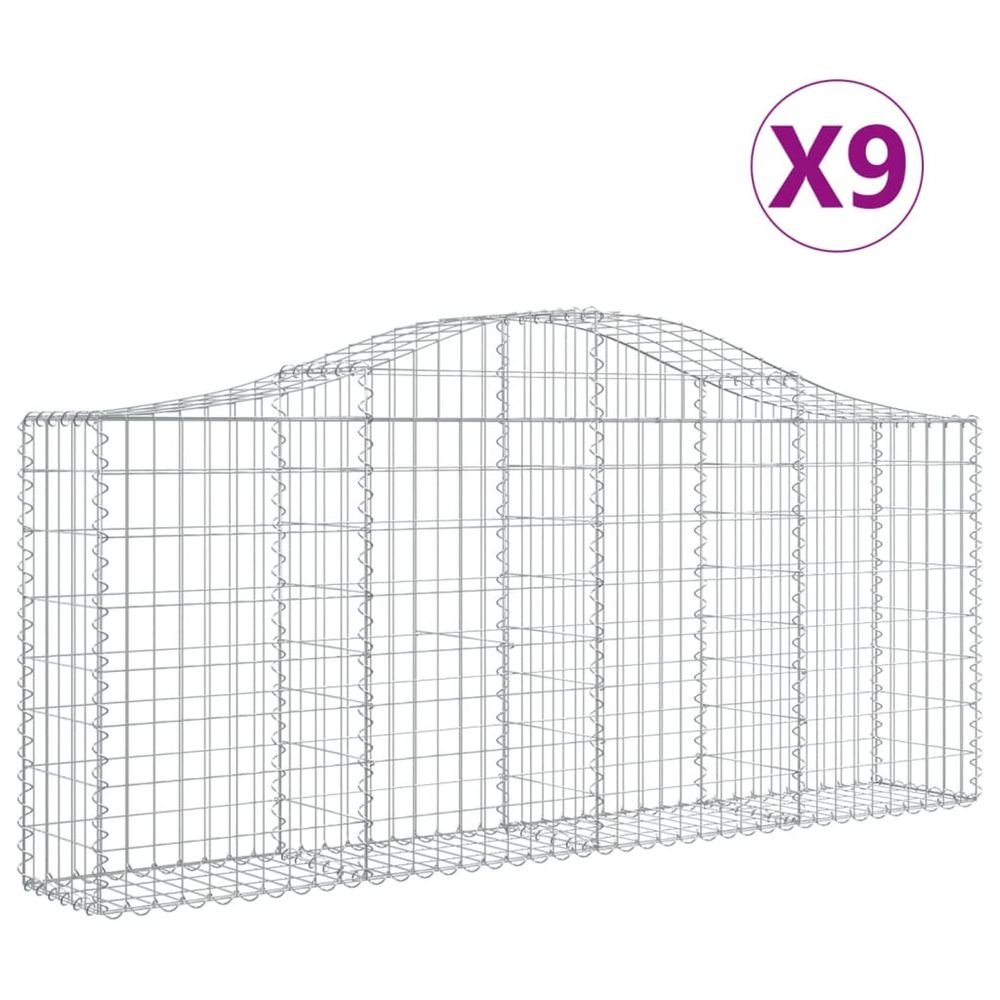 Paniers à gabions arqués 9 pcs 200x30x80/100 cm fer galvanisé