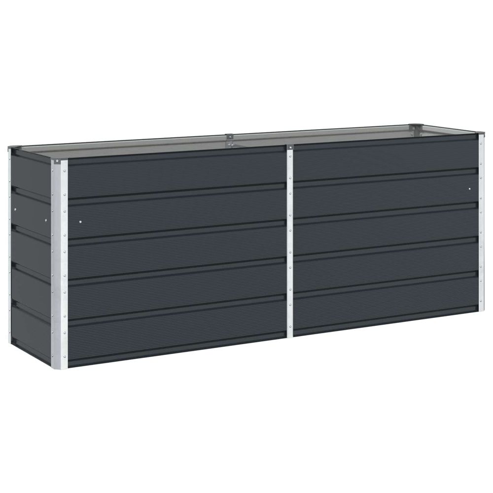 Jardinière anthracite 195 x 50 x 75 cm acier galvanisé