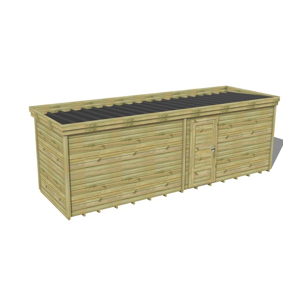 Abri de jardin bois pin traité autoclave 27mm - 7,29x2,14m / 16m2 - bac acier - plancher bois