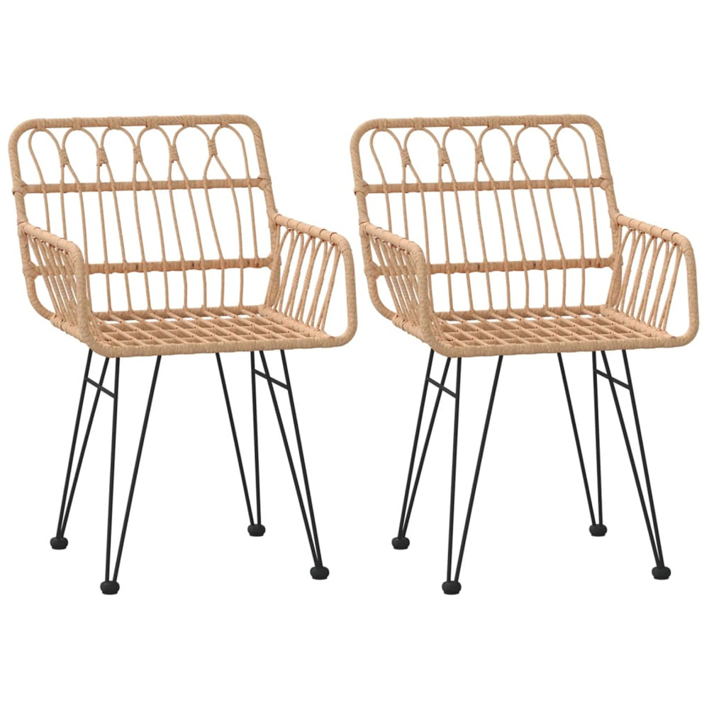 Chaises de jardin lot de 2 accoudoir 56x64x80 cm résine tressée