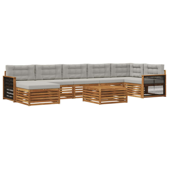 Ensemble de canapés d'extérieur 8 pcs naturel et gris clair