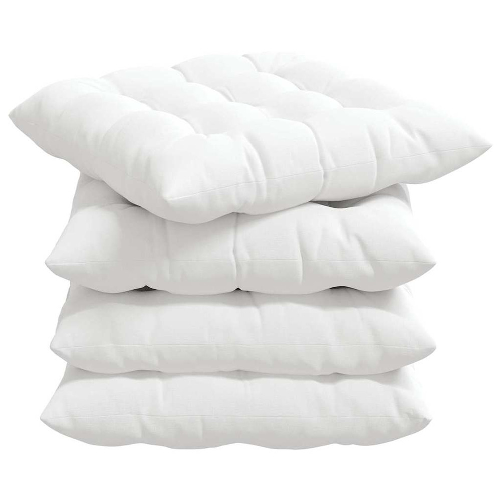 Coussins de siège 2 pcs blanc 40 x 40 x 6 cm tissu