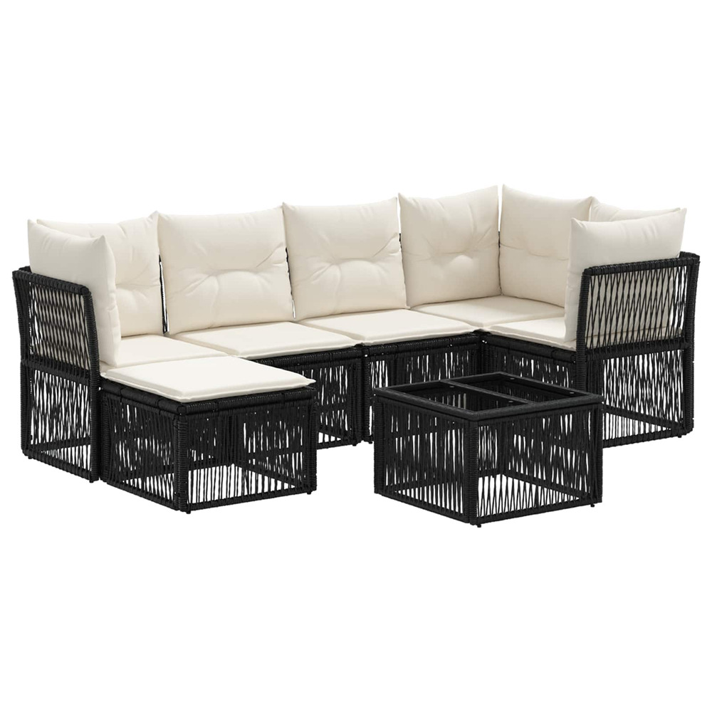 Ensemble de canapé de jardin 7 pcs noir polyrotin