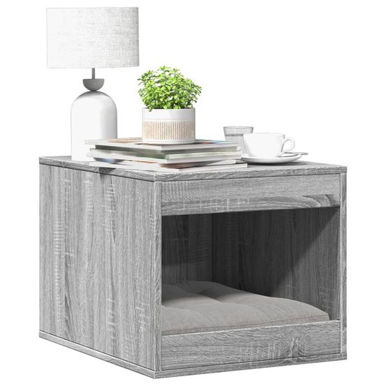 Maison de toilette chat en bois meuble de rangement multifonction gris sonoma