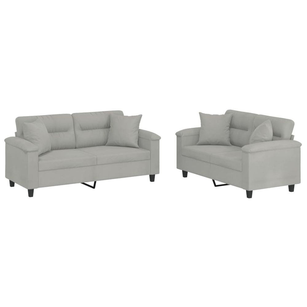 Ensemble de canapés 2 pcs coussins gris clair tissu microfibre