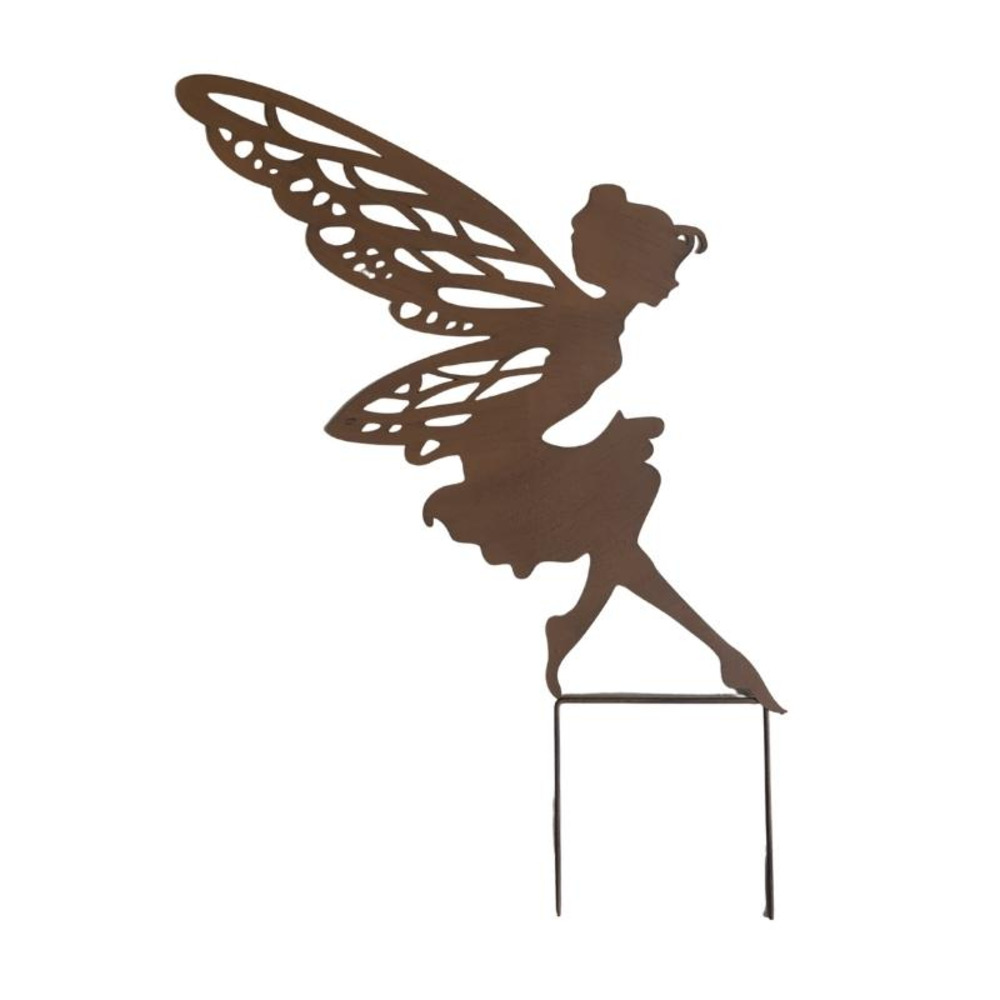 Silhouette fée jardin fer 46x72cm