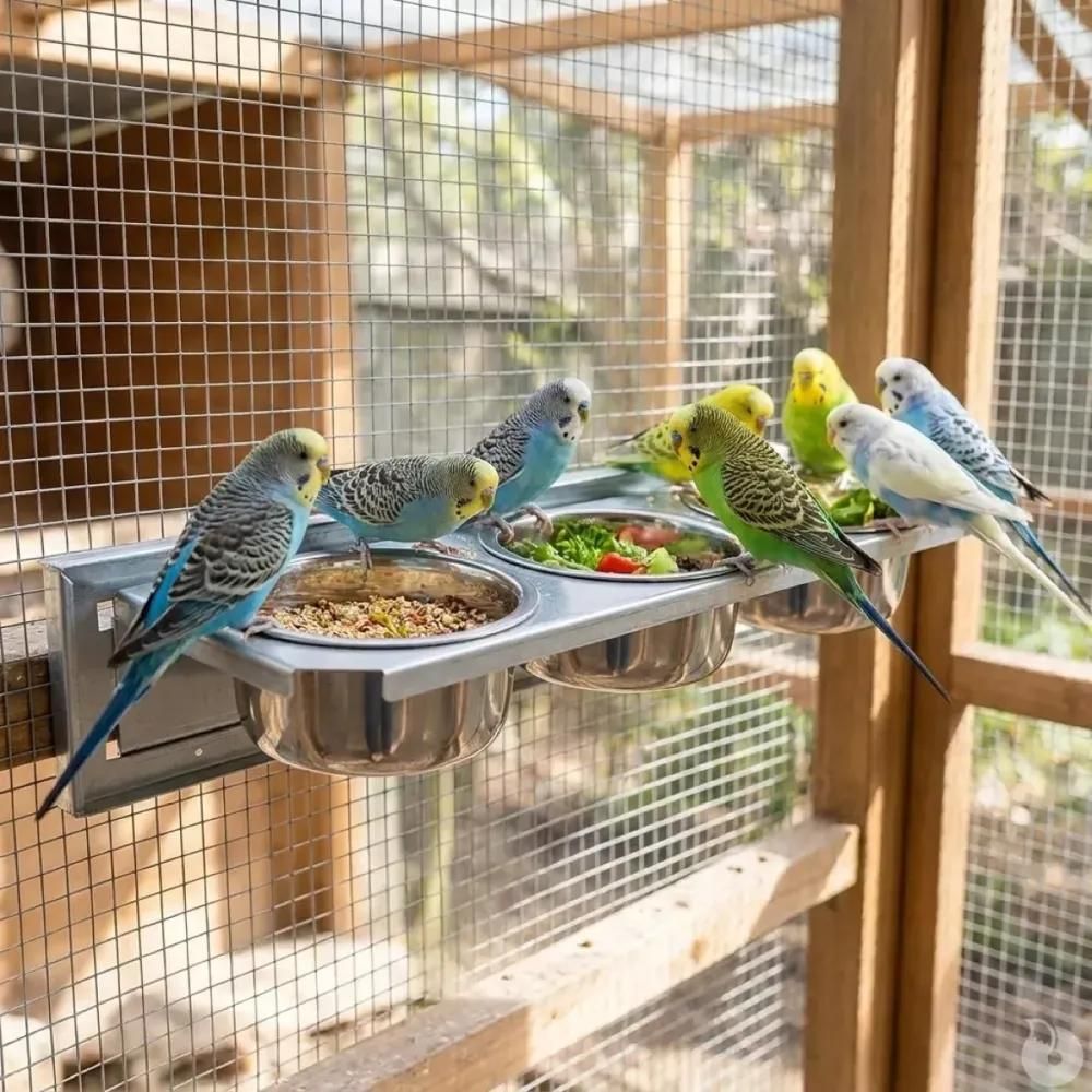 Mangeoire à plateau tournant pour oiseaux 3 bols