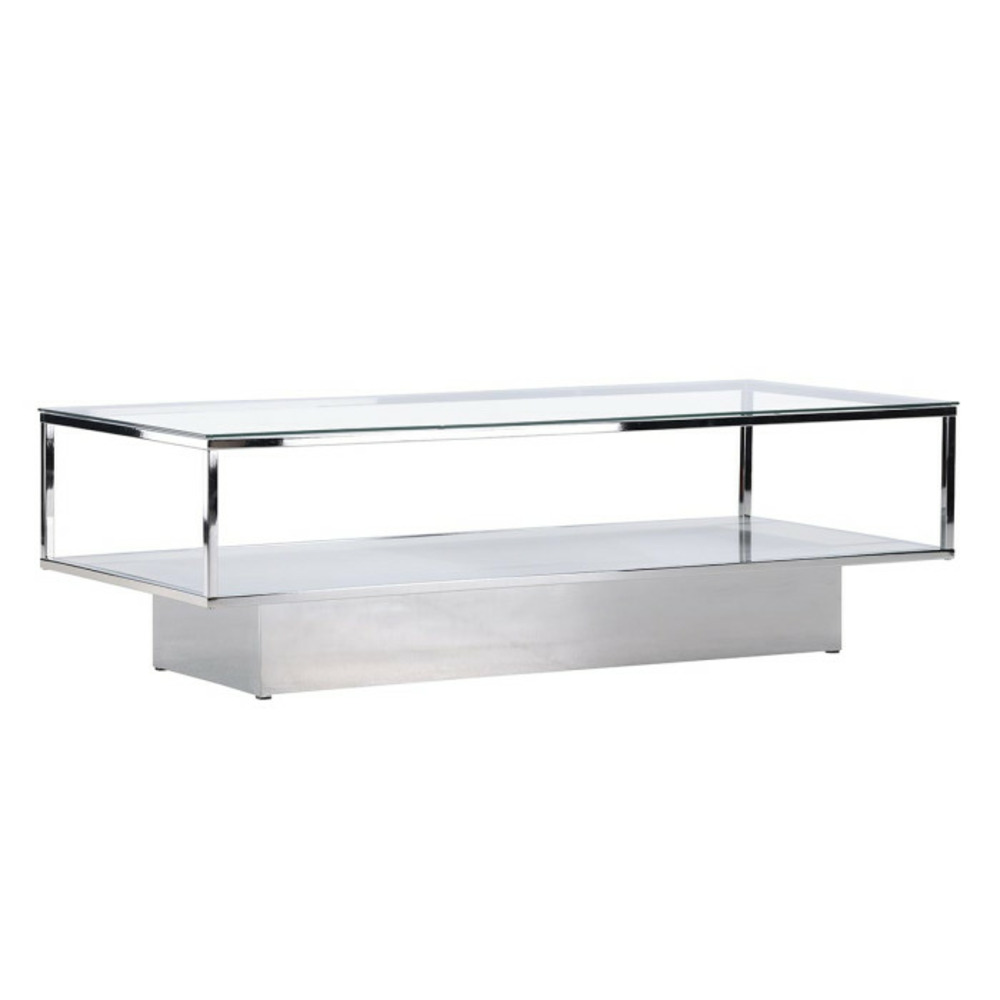 Table basse design en verre maglehem 130cm argent