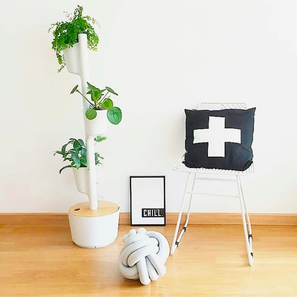 Jardinière verticale citysens blanche avec 3 pots, kit smart