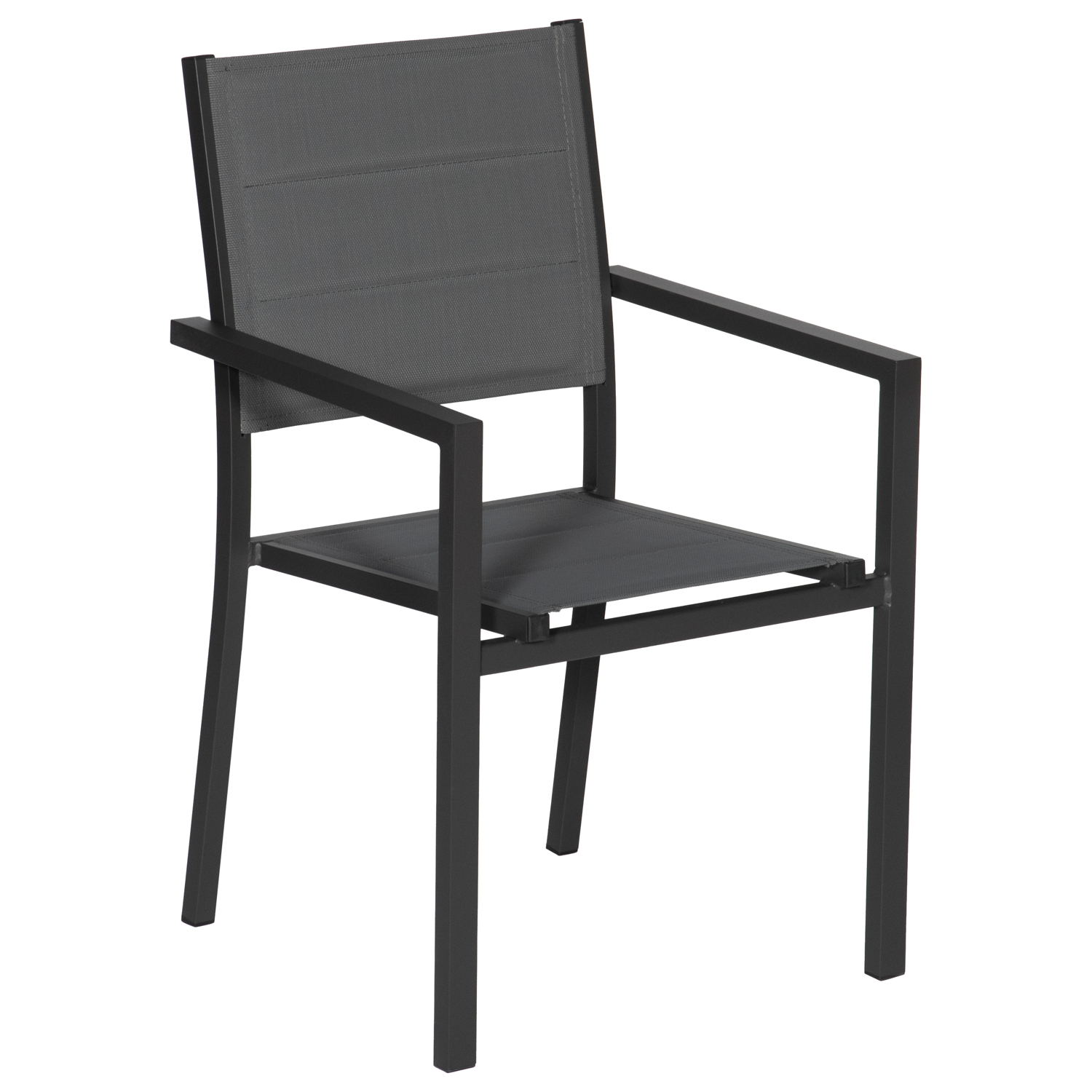 Lot de 4 chaises rembourrées en aluminium anthracite - textilène gris