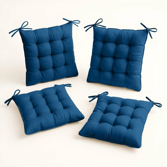 Lot de 4 galettes de chaise en polyester 40 x 40 cm bleu petrole