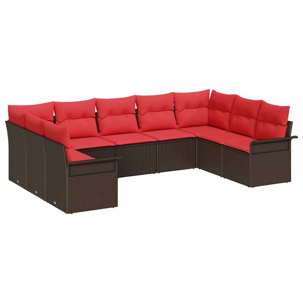 Ensemble de canapé de jardin 9 pc beige polyrotin