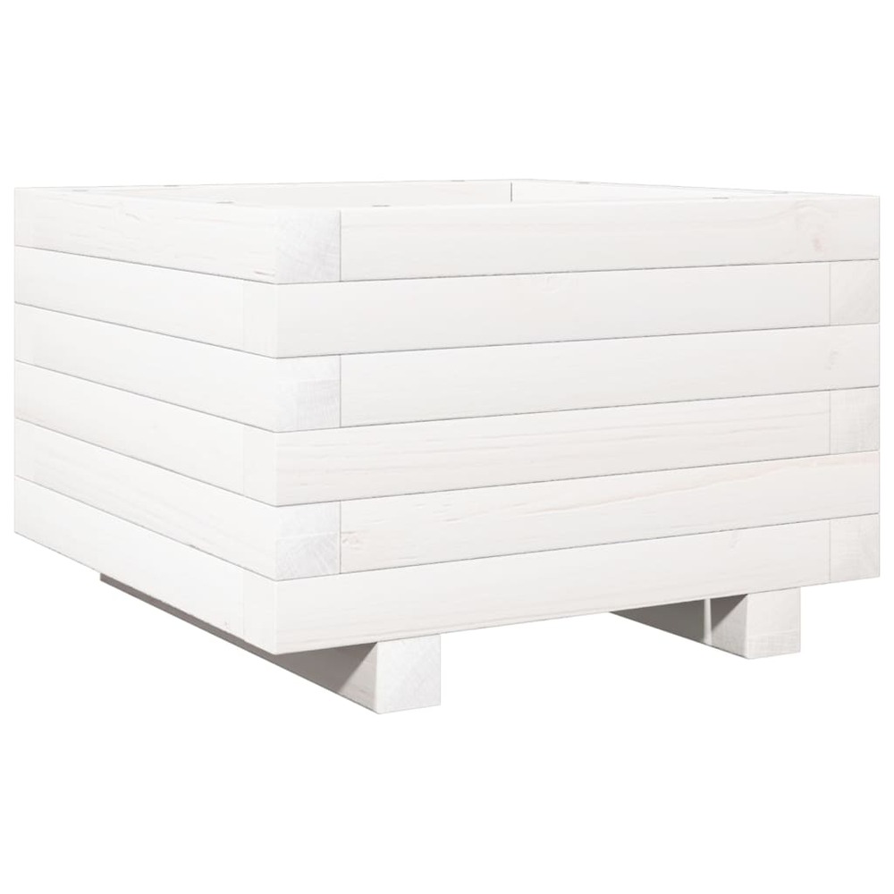Jardinière bac lit surélevé plantes fleurs terrasse jardin 40 x 40 x 26,5 cm bois de pin massif blanc