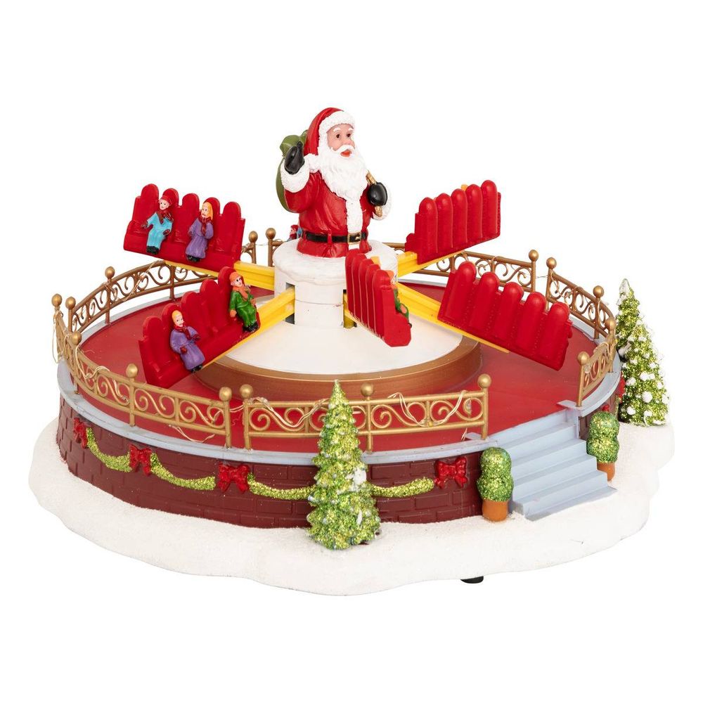 Village lumineux manège père noël 25 led multicolore musical