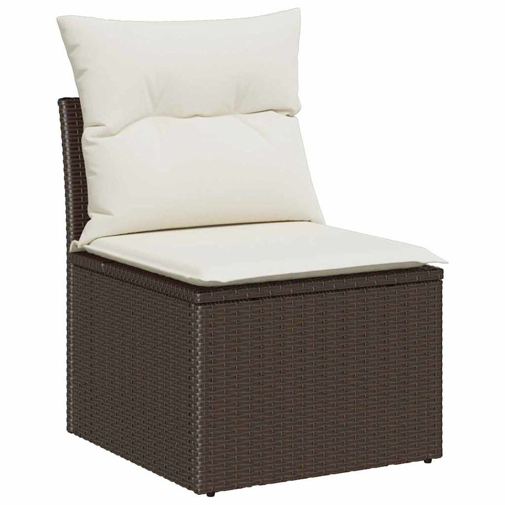 Ensemble de canapé de jardin avec coussin 7 pcs marron et crème