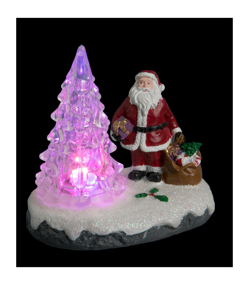 Accessoire pour village de noël santon et sapin lumineux à variation de couleur