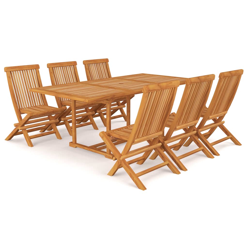 Salon de jardin meuble d'extérieur ensemble de mobilier 7 pièces bois de teck massif