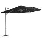 Parasol mobilier de jardin déporté avec mât en acier 300 cm noir