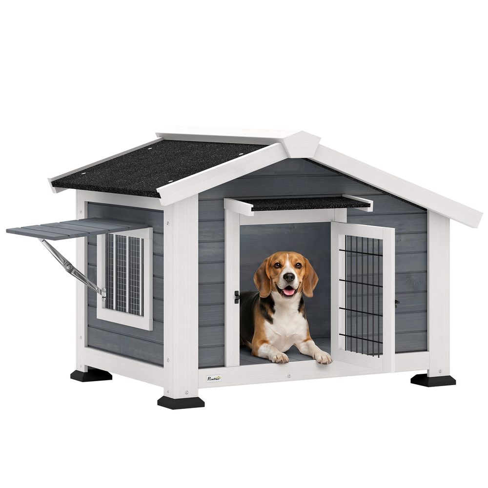 Niche pour chien extérieur en bois de sapin 98 x 76 x 69,5 cm surélevée ventilée
