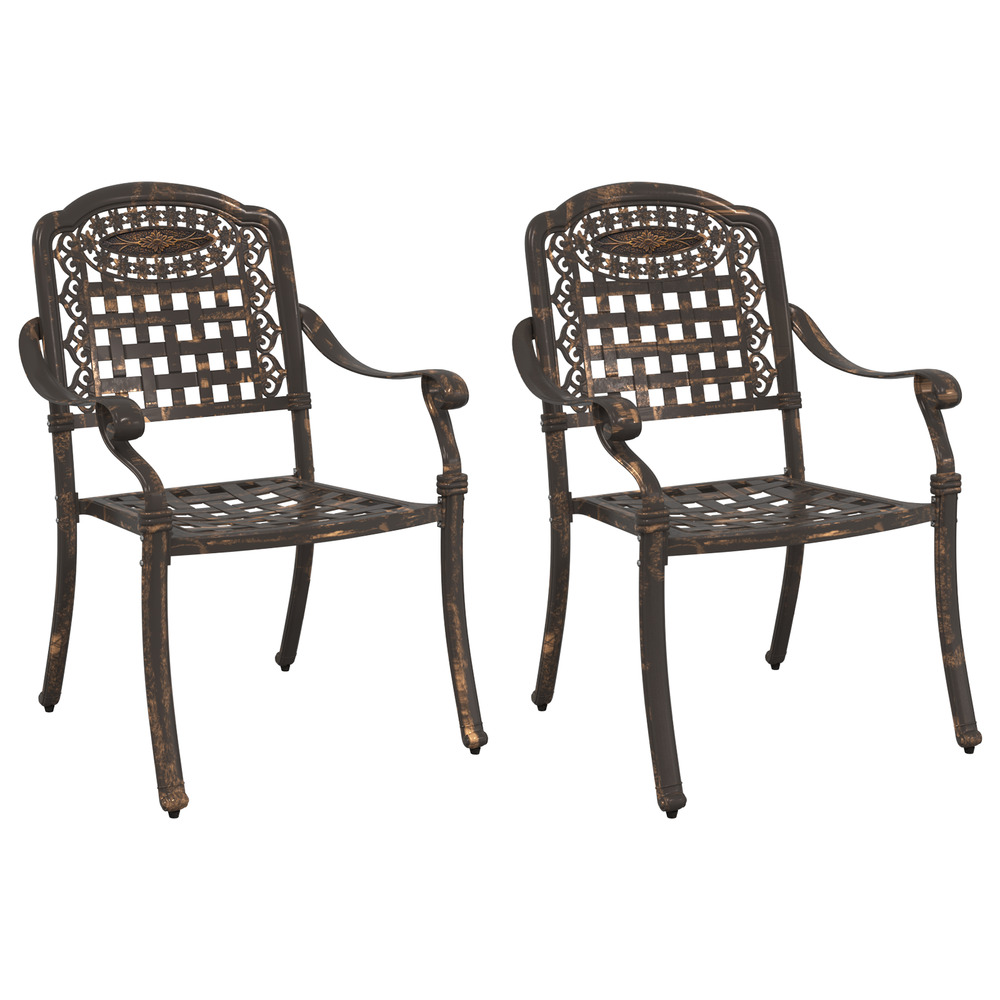 Chaises de jardin 2 pcs aluminium moulé bronze