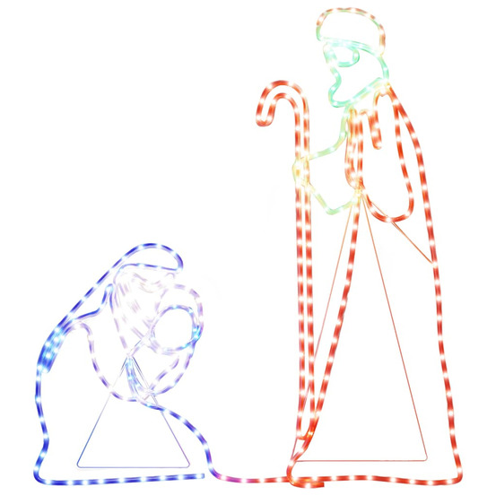Figurine de noël marie et joseph avec 264 led 40x55 et 38x100cm