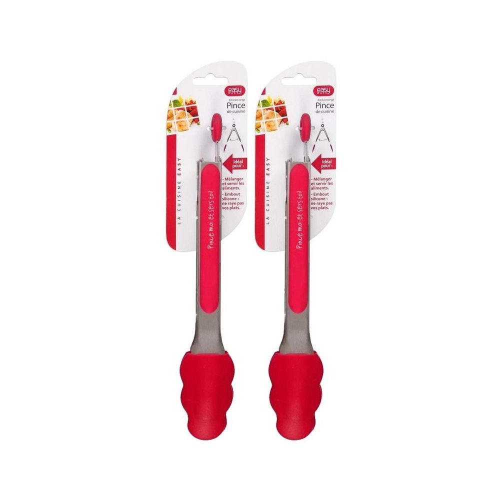 Pince de cuisine en silicone coloré (lot de 2) rouge