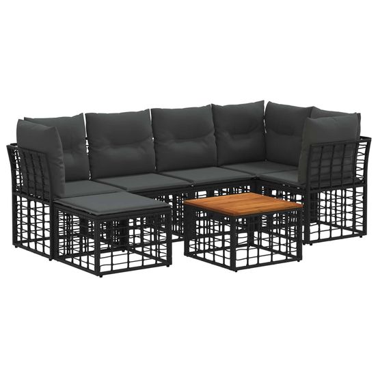 Ensemble de canapés d'extérieur 7 pc noir et gris foncé
