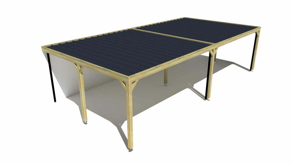 Carport bois • 10m x 5m • adossée • sens largeur • livraison comprise